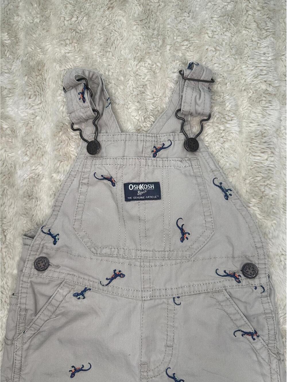 OshKosh B'gosh VestBak unisex khaki overalls 18M cotton embroidered classic - Picture 2 of 10